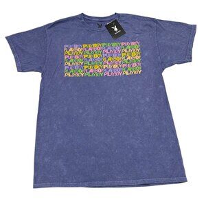 Playboy ~ Women Size L‎ Purple SpellOut Official License Graphic Print T-Shirt